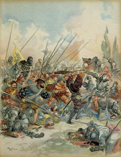Sexta Guerra Italiana (1521-1526): El Rey Francisco I (1494-1547) en Pavía (Italia) el 24 de febrero de Albert Robida