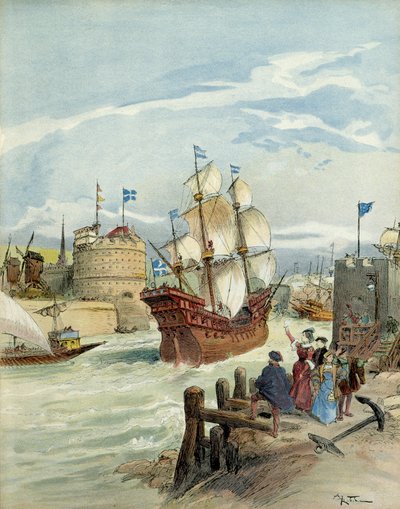 La flota francesa en Le Havre, que se convirtió por decisión de Francisco I de Albert Robida