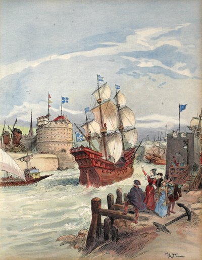 La flota del rey en Havre: La Belle Francoise, ilustración de 