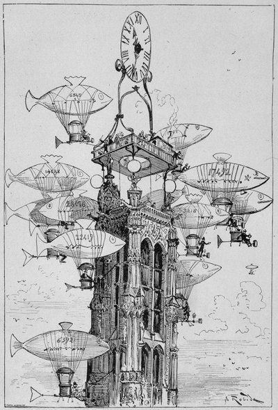 La estación de aerocabinas de la Torre de St. James por Robida de Albert Robida