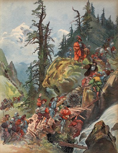 El cruce de los Alpes, ilustración de 