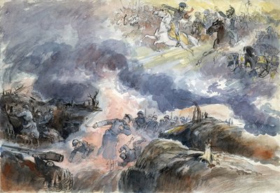 Los dos Murat. 1914-1918 (litografía) de Albert Robida