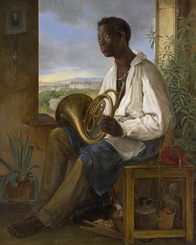Retrato de un jardinero y trompista en la casa del emperador Francisco I, 1836 de Albert Schindler