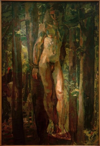 Sebastián atado en el bosque de Albert Weisgerber