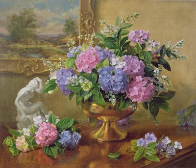 Naturaleza muerta de hidrangeas y lilas AB211B de Albert Williams