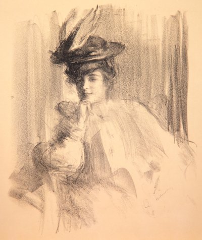 Lili con un sombrero de plumas de Albert de Belleroche
