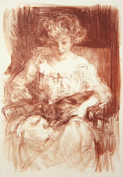 Sra. H. V. Milbank en Ferby Lodge con Bebear, c.1907 de Albert de Belleroche