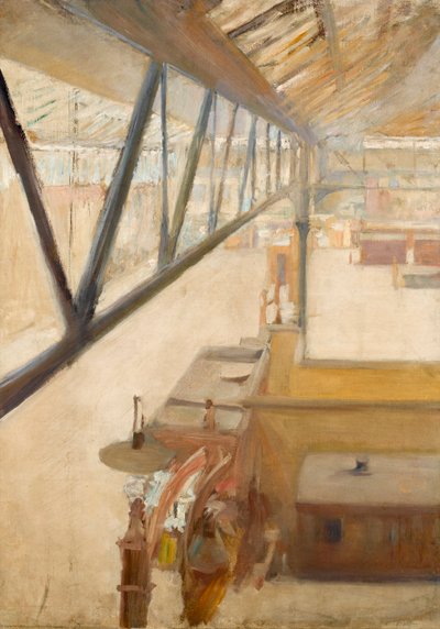 Vista de una estación de tren, c.1900 de Albert de Belleroche