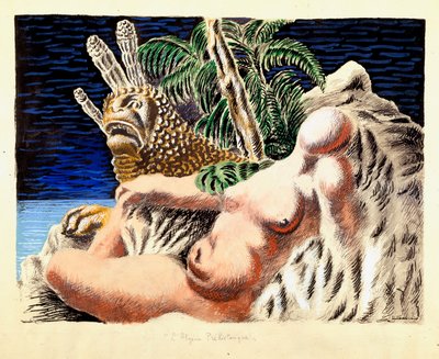 Argelia prehistórica Allegorie. Pintura de Alberto Savinio (Andrea de Chirico de Alberto (1891 1952) Savinio