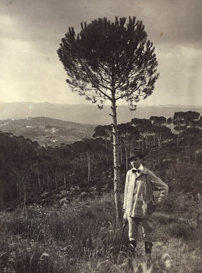 Del álbum "Ricordi fiorentini" (Recuerdos de Florencia), retrato del pintor Memo Ghini en el campo, 27/08/1919 de Alberto Fierli