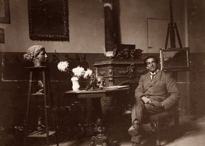 El escultor Mario Pelagatti en su estudio, Florencia, 20/11/1920 de Alberto Fierli