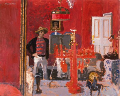 Autorretrato con sombrero turco (óleo sobre tabla) de Alberto Morrocco