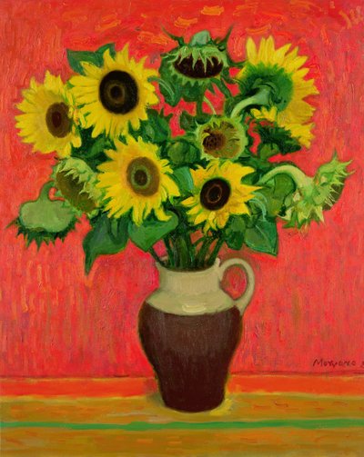 Girasoles sobre un fondo rojo de Alberto Morrocco