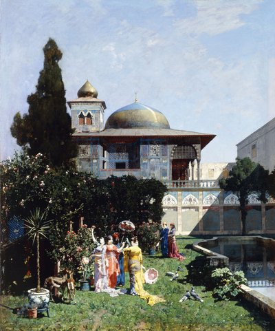 Un rincón en el jardín del harén, 1877 de Alberto Pasini