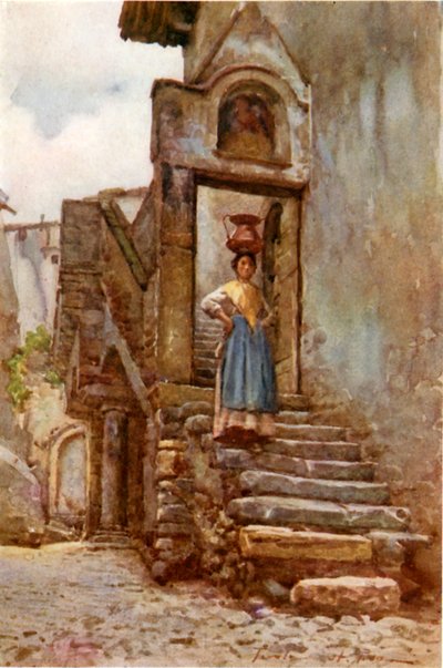 Campesino romano llevando una olla de agua de cobre de Alberto Pisa