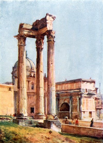 Templo de Vespasiano desde el Pórtico de los Dii Consentes de Alberto Pisa