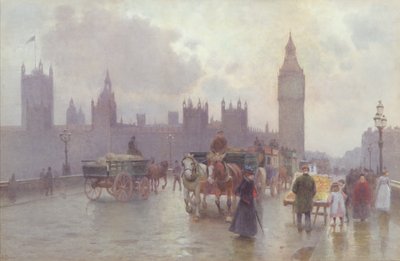 Las Casas del Parlamento desde el Puente de Westminster, c.1900 de Alberto Pisa