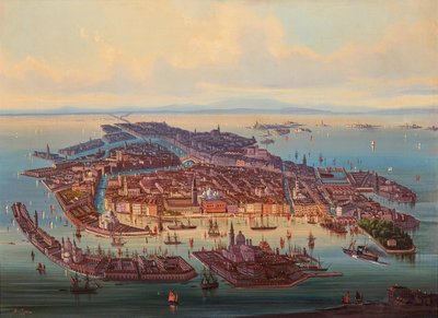 Vista aérea de Venecia, 1867 de Alberto Rieger