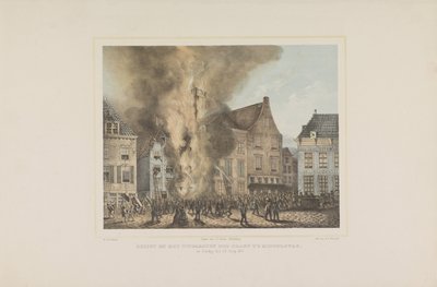 Ver en el estallido del incendio en Middelburg. el domingo, 28 de junio de 1857 (título sobre objeto) de Albertus Anthonius Nunnink