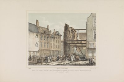 Vista de la ruina causada por el incendio de Middelburg. el domingo 28 de junio de 1857. (título sobre el objeto) de Albertus Anthonius Nunnink