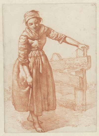 Chica de pie, cerca de una valla de Albertus Brondgeest