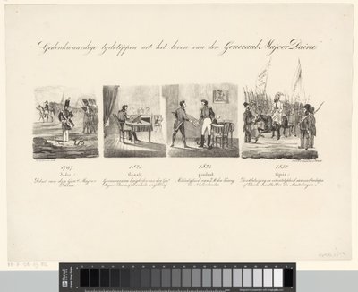 Caricatura sobre el general Daine Momentos memorables en la vida del mayor general Daine (título sobre el objeto) de Albertus Verhoesen