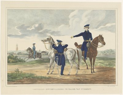 Descansos voluntarios a caballo desde Utrecht, 1830 Guardianes de descanso voluntarios a caballo, de Utrecht (título sobre el objeto) de Albertus Verhoesen