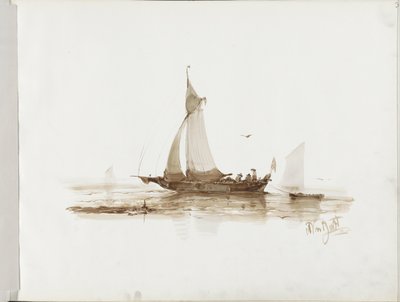 Velero con figuras en el agua de Albertus van Beest