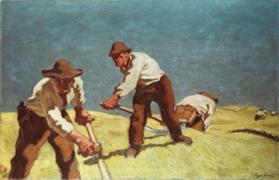 Campesinos de montaña segando de Albin Egger Lienz