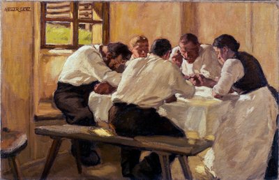 Repas, la sopa (versión 2) (Almuerzo (La sopa, Versión II) Pintura de Albin Egger Lienz (1868-1926), óleo sobre lienzo de Albin Egger Lienz