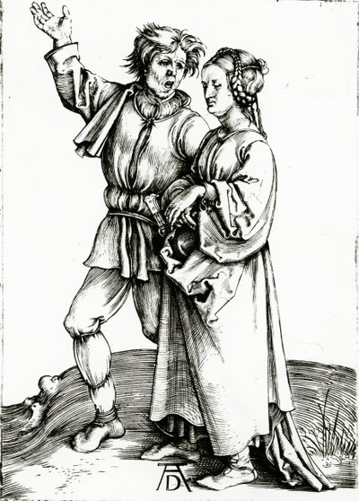 Una pareja rústica, grabado por Johannes Wierix, c.1565 de Albrecht (after) Durer or Duerer