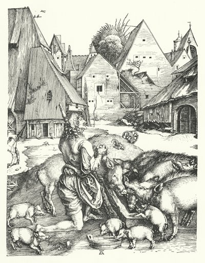 El hijo pródigo de Albrecht (after) Durer or Duerer