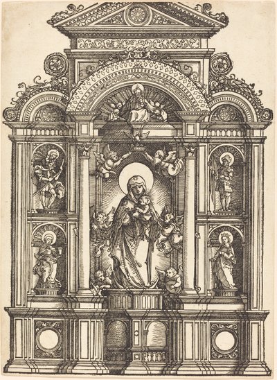 Altar con la Virgen y el Niño y los Santos Cristóbal, Bárbara, Jorge y Catalina de Albrecht Altdorfer