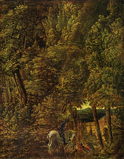 Paisaje de madera con San Jorge luchando contra el dragón de Albrecht Altdorfer