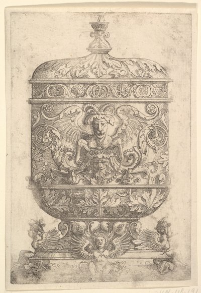 Copa cubierta con grotescos sobre un fondo blanco de Albrecht Altdorfer