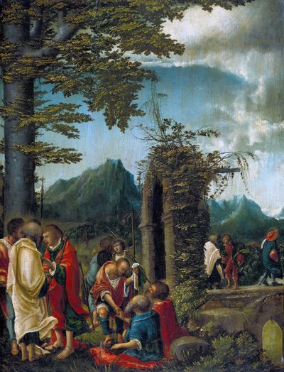 Alemán: Der Abschied der Apostel in waldiger Landschaft Comunión de los Apóstoles / Apóstoles en un paisaje boscoso de Albrecht Altdorfer