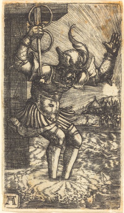 Horacio Cocles saltando al río Tíber de Albrecht Altdorfer