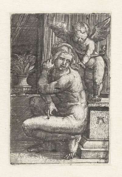Venus arrodillada con Cupido de Albrecht Altdorfer