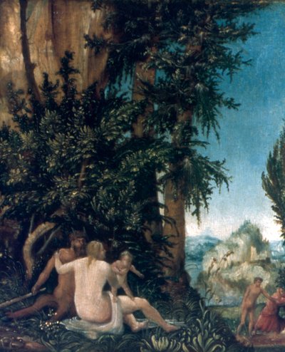 Paisaje con familia de sátiros de Albrecht Altdorfer