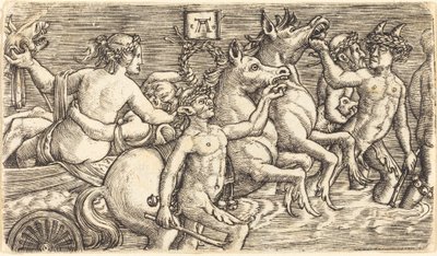 Amantes guiados por Dioses del Mar en Triunfo de Albrecht Altdorfer
