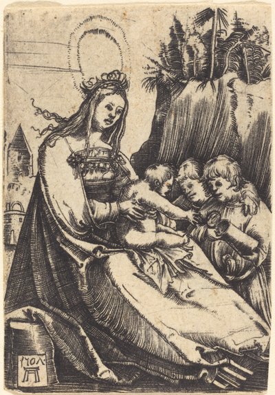 María con niño y dos niños de Albrecht Altdorfer