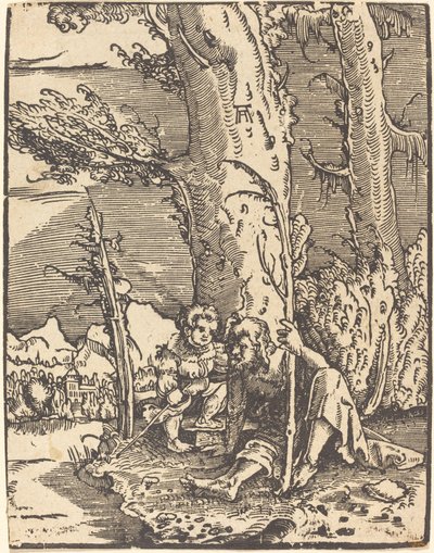 San Cristóbal Sentado a la Orilla de un Río de Albrecht Altdorfer