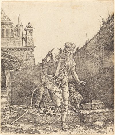 San Jerónimo en un patio de Albrecht Altdorfer