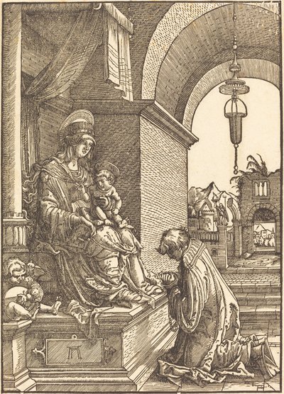 Suplicante Arrodillado ante la Virgen y el Niño de Albrecht Altdorfer