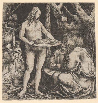 La tentación de dos ermitaños de Albrecht Altdorfer