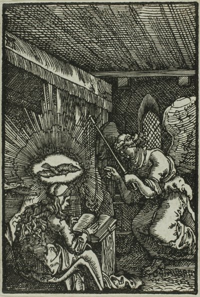 La Anunciación, de La Caída y Redención del Hombre de Albrecht Altdorfer