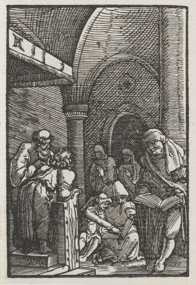 La caída y redención del hombre: Cristo disputando con los doctores, c. 1515 de Albrecht Altdorfer