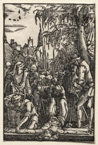 La caída y redención del hombre: Cristo clavado en la cruz de Albrecht Altdorfer