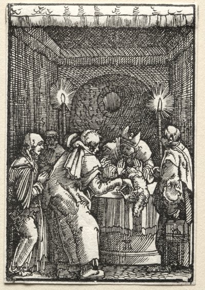 La caída y redención del hombre: La ofrenda de Joaquín rechazada por el sumo sacerdote, c. 1515 de Albrecht Altdorfer