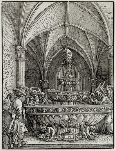 La Sagrada Familia en la fuente. Grabado por Albrecht Altdorfer. Museo del Louvre de Albrecht Altdorfer
